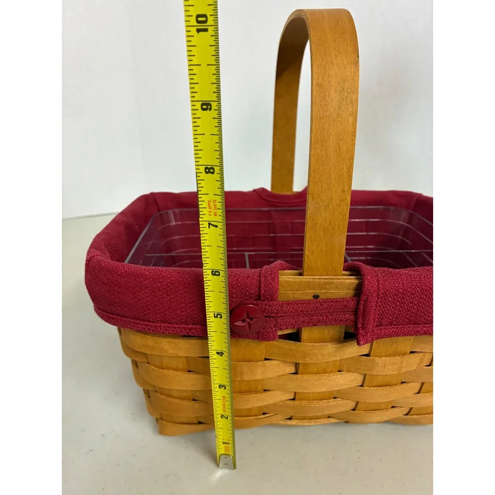 Longaberger 2009 Handmade‎ Basket with Burgundy Liner and Divided Protector USA